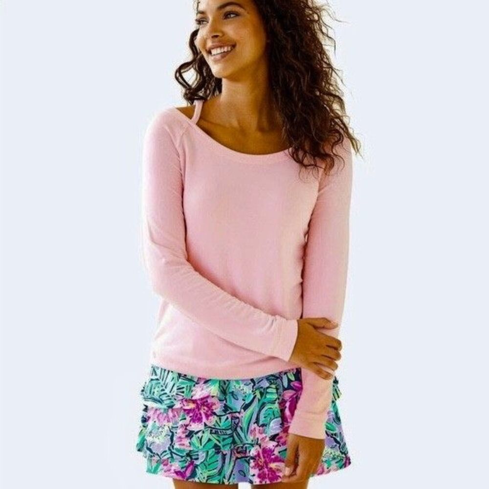 NWT $88 Lilly Pulitzer Luxletic Bungalow Sweatshirt Boatneck Pink Women Size XS
